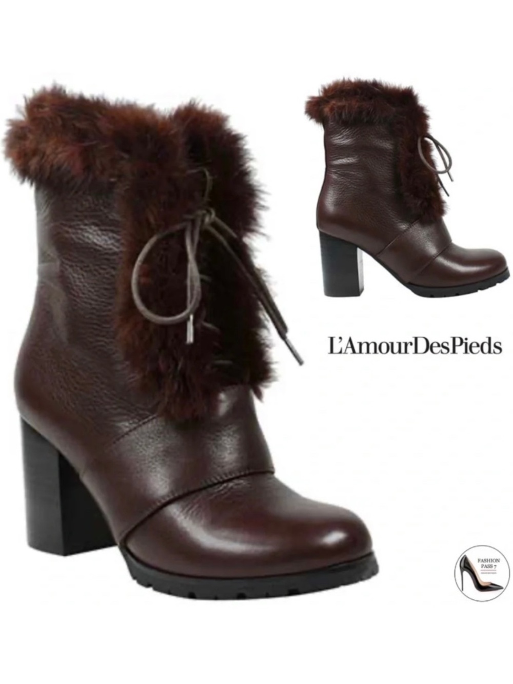 L`Amour Des Pieds Womens Quillan Brown Espresso Lamba Leather Boots Lace Up Boot